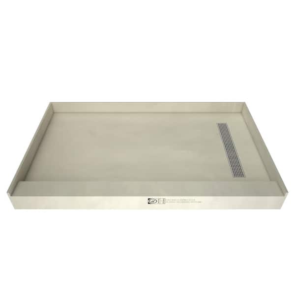 Tile Redi Redi Trench 54 in. L x 30 in. W Single Threshold Alcove Shower Pan Base with Right Drain and Polished Chrome Drain Grate