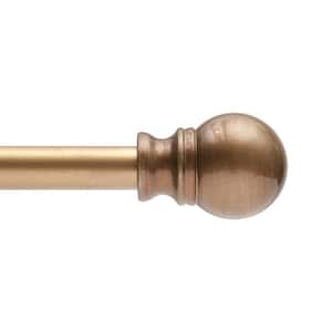 Davenport 28 in. - 48 in. Adjustable Single Petite Cafe Curtain Rod 1/2 in. Diameter in Brushed Brass with Ball Finials