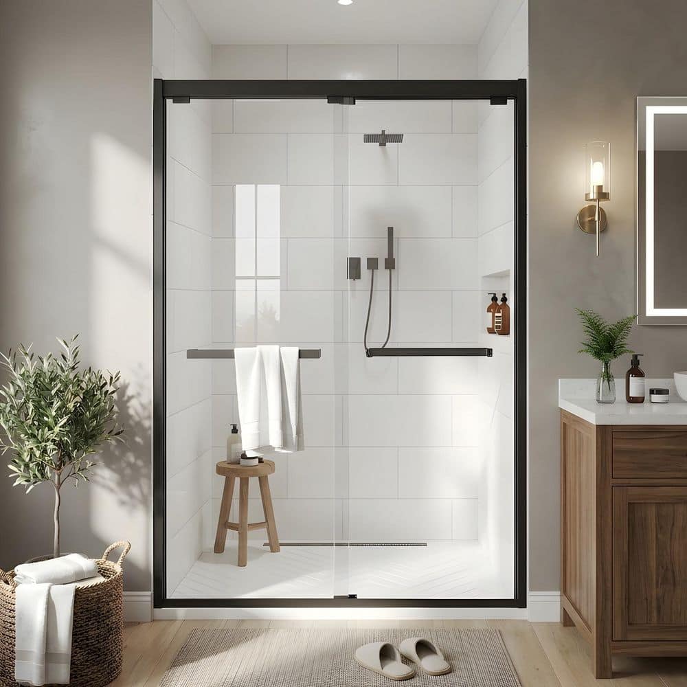 ONWITH 56 to 60 in. W x 76 in. H Sliding Framed Shower Door in