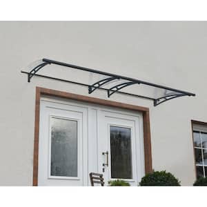 Aquila 3 ft. x 10 ft. Gray/Clear Door and Window Fixed Awning