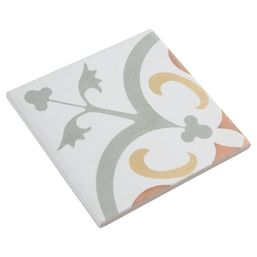 Revival Mini Memory 4" x 4" Off-White Ceramic Patterned Tile