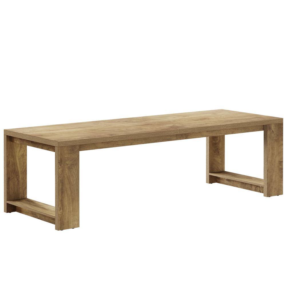 Rustic Brown Long Rectangle Wood 86.61 in. Pedestal Dining Table Seats 6-8 for Living Room Dining Room and Kitchen