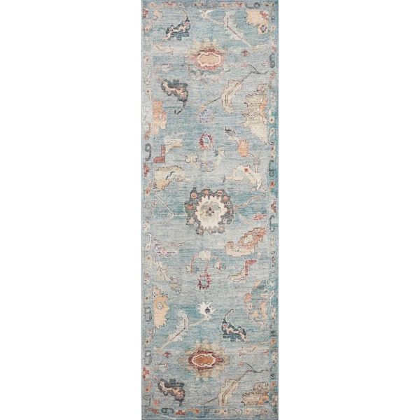 Loloi Margot Denim / Multi 2 ft. 6 in. x 7 ft. 6 in. Traditional Runner Rug