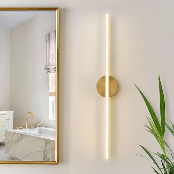 Bourget 30.7 in 1-Light 18-Watt Gold Modern Integrated LED Vanity Light Bar for Bathroom