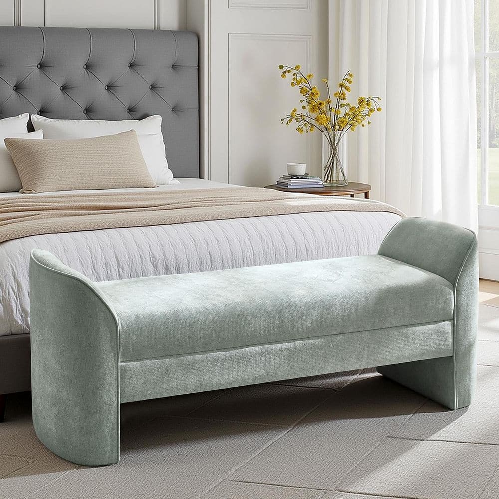 Deborah 57 in. Sage Modern Chenille Fabric Upholstered Bench price history on PriceWatchPro