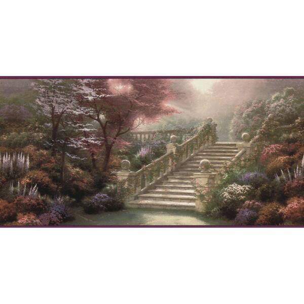 The Wallpaper Company 10.25 in. x 15 ft. Purple Stairway To Paradise Border