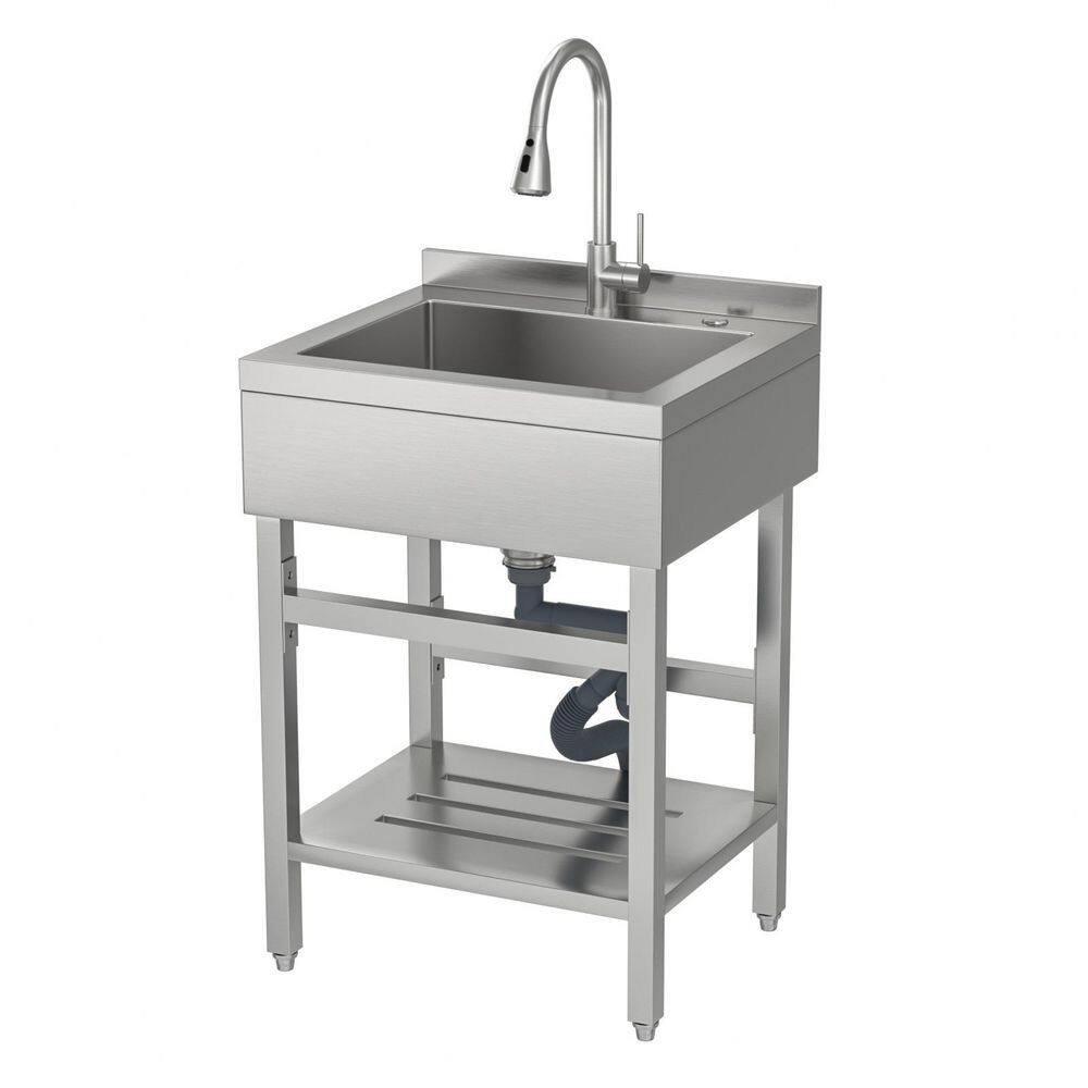 24 in. W x 21 in. D Freestanding Stainless Steel 1-Compartment Commercial Kitchen/Utility Sink with Faucet price history on PriceWatchPro