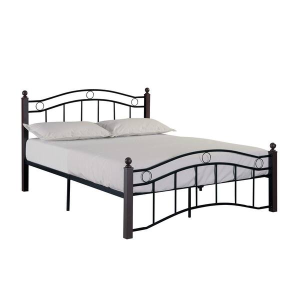Magic Home Queen Size Metal Bed Frame with Headboard and Footboard,Black