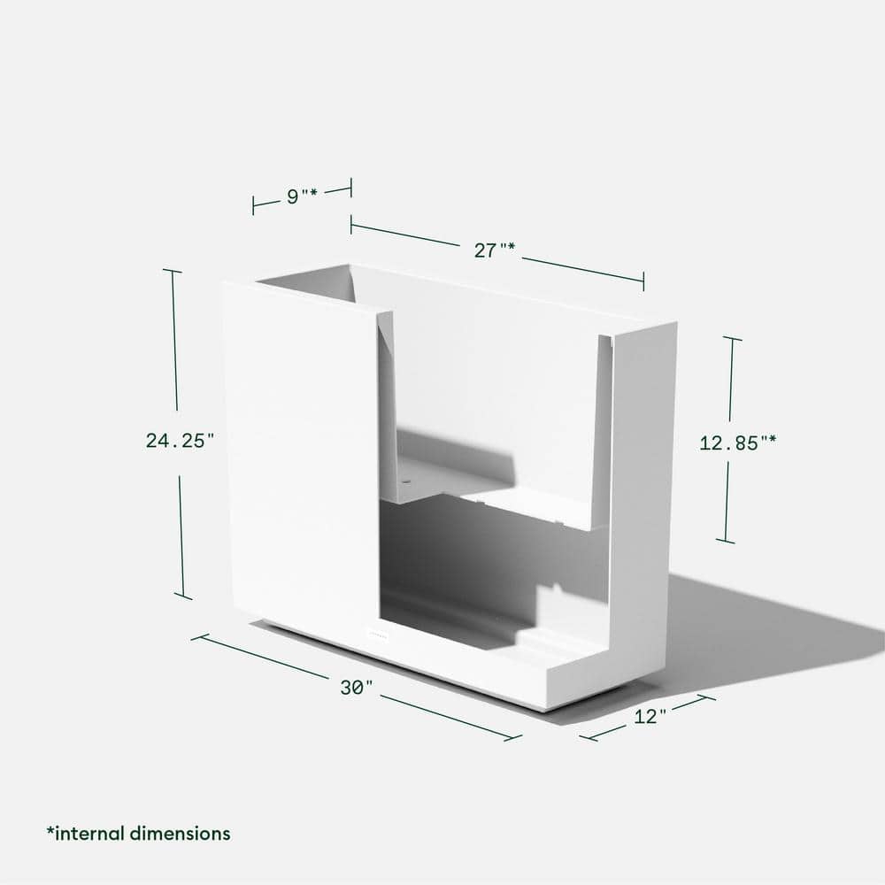 Modern White Galvanized Steel Patio Planter - 24"x30"x12"
