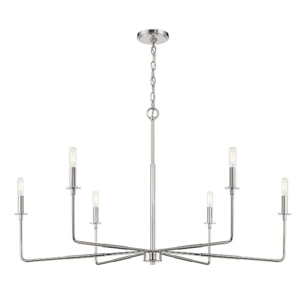 Salerno Polished Nickel 6-Light Rustic Charm Chandelier