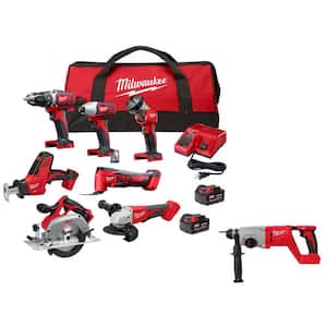 M18 18V Lithium-Ion Cordless Combo Kit 7-Tool W/1 in. SDS Plus D Handle Rotary Hammer