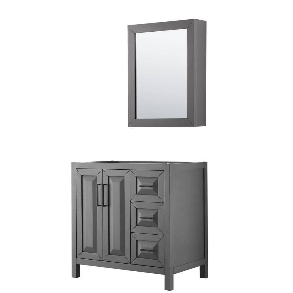 Daria 35 in. W x 21.5 in. D x 35 in. H Single Bath Vanity Cabinet without Top in Dark Gray with Med Cab Mirror price history on PriceWatchPro