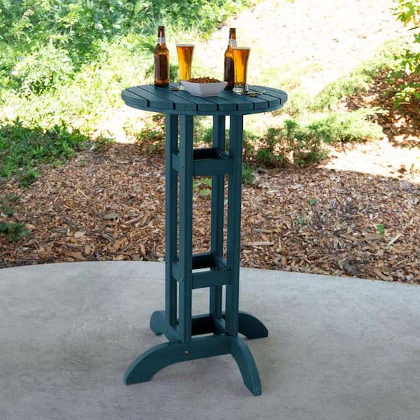 Highwood Nantucket Blue 24 in. Recycled Plastic Round Bar Dining Table