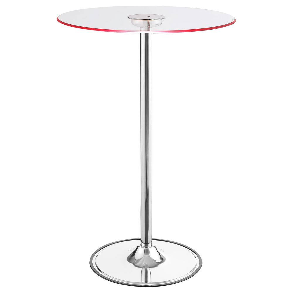 Round Clear Glass Extendable Bar Height Table with Chrome Base