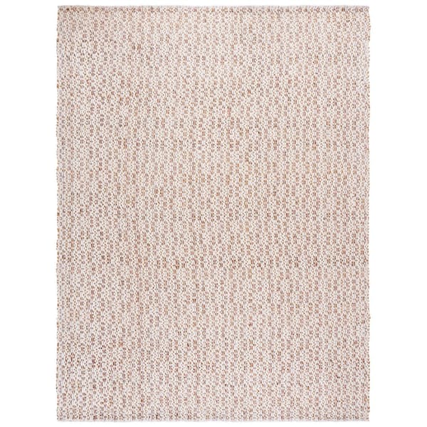 Natural Fiber 8 ft. x 10 ft. Natural/Pink Distressed Striped Abstract Area Rug