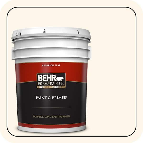 BEHR PREMIUM PLUS 5 gal. #PWN-20 Whipping Cream Flat Exterior Paint & Primer