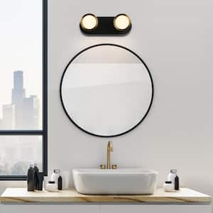 11.8 in. Modern 2-Light Black Integrated LED Bathroom Vanity Light, Brass Gold Adjustable Wall Sconce