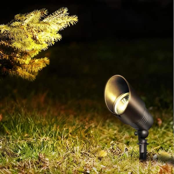 4-PACK Low Voltage 550 Lumens Bronze Outdoor Hardwired Integrated LED Landscape Spotlight With 2700K-5000K