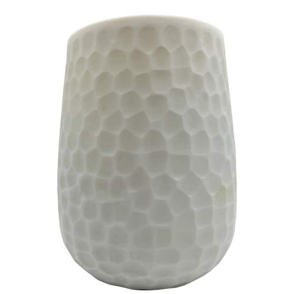 White 9.5 in. Patterned White Cylinder Glass Vase