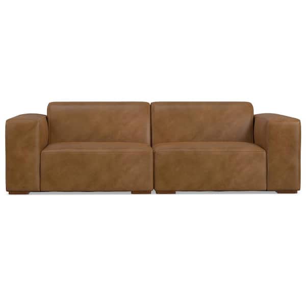 Simpli Home Rex 2-Seater Modular Sofa in Genuine Leather