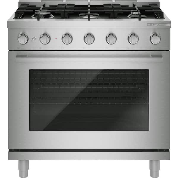 500 Series 36 in. 5.4 cu. ft. Industrial Pro Style Dual Fuel Range with 5-Burners in Stainless Steel