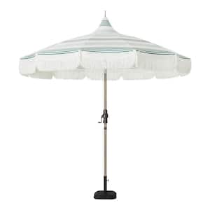 9 ft. Aluminum Market Auto Tilt Patio Umbrella in Elsa Stripe