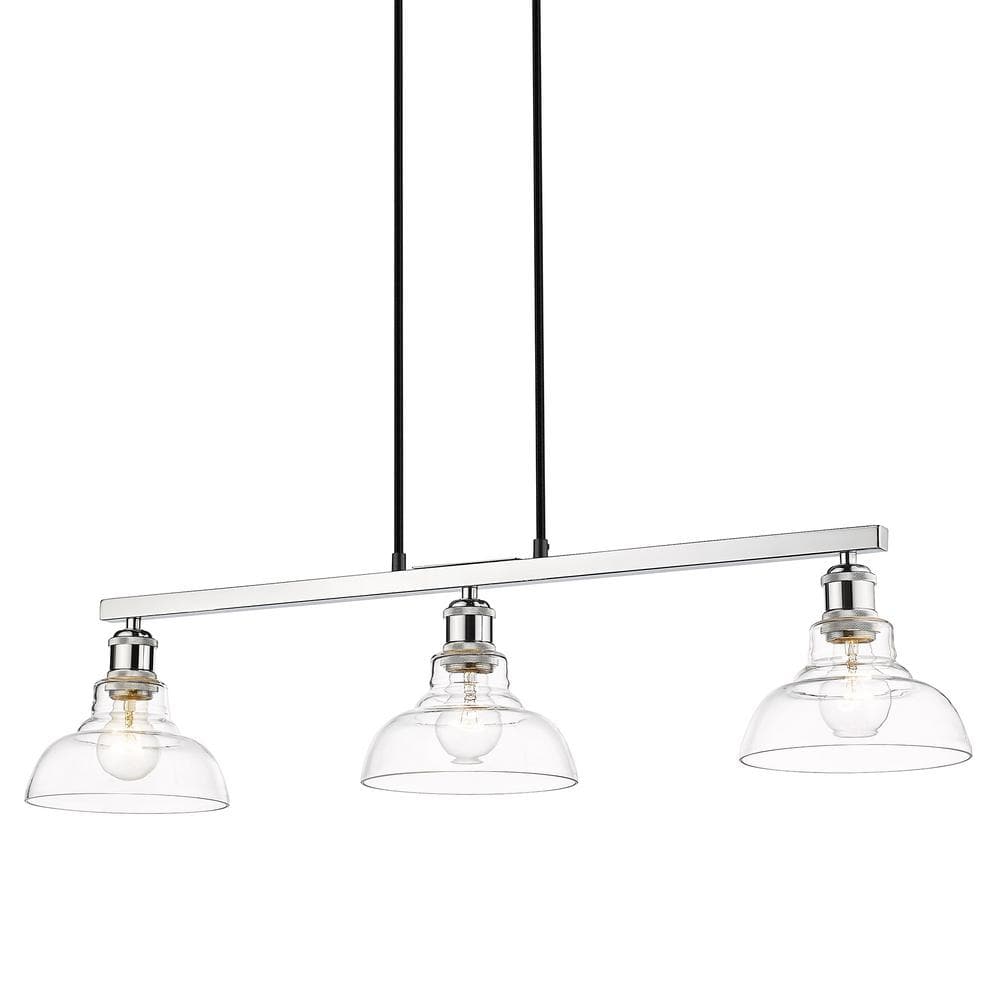 Carver Chrome Linear Pendant with Clear Glass - Modern Indoor/Outdoor Lighting
