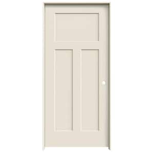36 in. x 80 in. Smooth Cratsman 3-Panel Left-Hand Solid Core Primed Molded Composite Single Prehung Interior Door