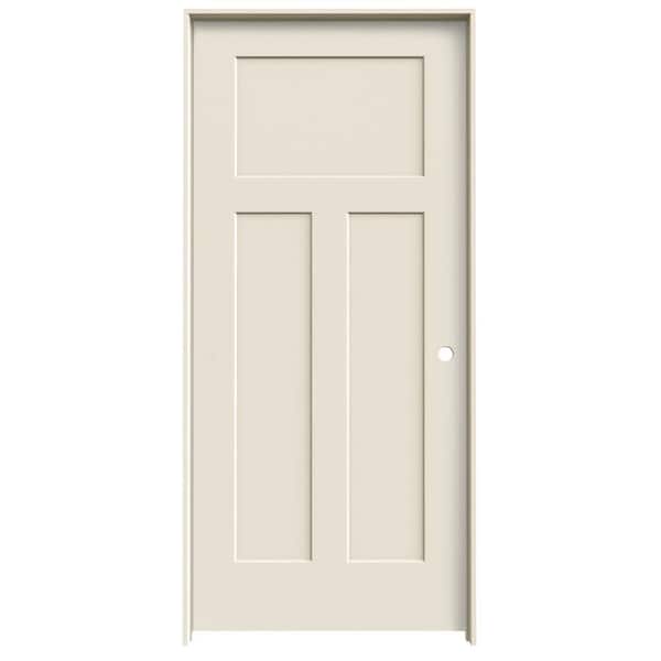 MMI DOOR 36 in. x 80 in. Smooth Cratsman 3-Panel Left-Hand Solid Core Primed Molded Composite Single Prehung Interior Door
