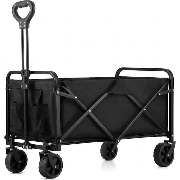 7.06 cu. ft. Alloy Steel Bin Garden Cart Foldable Collapsible Heavy Duty Wagon Removable All Terrain Wheels Fabric