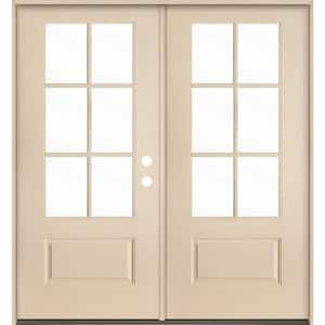 UINTAH Farmhouse 72 in. x 80 in. 6-Lite Left-Active/Inswing Clear Glass Unfinished Double Fiberglass Prehung Front Door