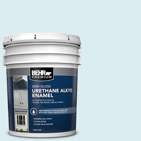 BEHR PREMIUM 5 gal. #540A-1 Frost Wind Urethane Alkyd Semi-Gloss Enamel Interior/Exterior Paint