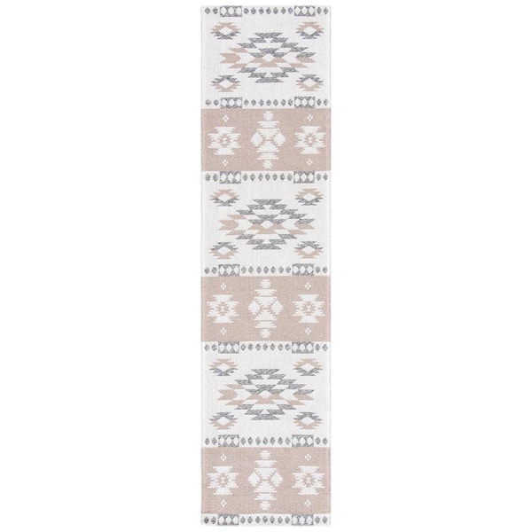 Augustine Taupe/Cream 2 ft. x 11 ft. Ikat Western Runner Rug