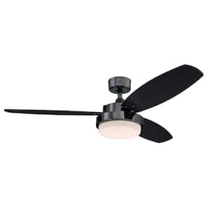 Alloy LED 52 in. Integrated LED Gun Metal Ceiling Fan with Light Kit and Remote Control