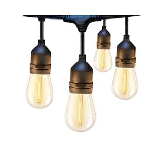 48 ft. Outdoor String Lights with Vintage Shatterproof Bulbs and Grade Weatherproof Strands for Patio Garden in Black