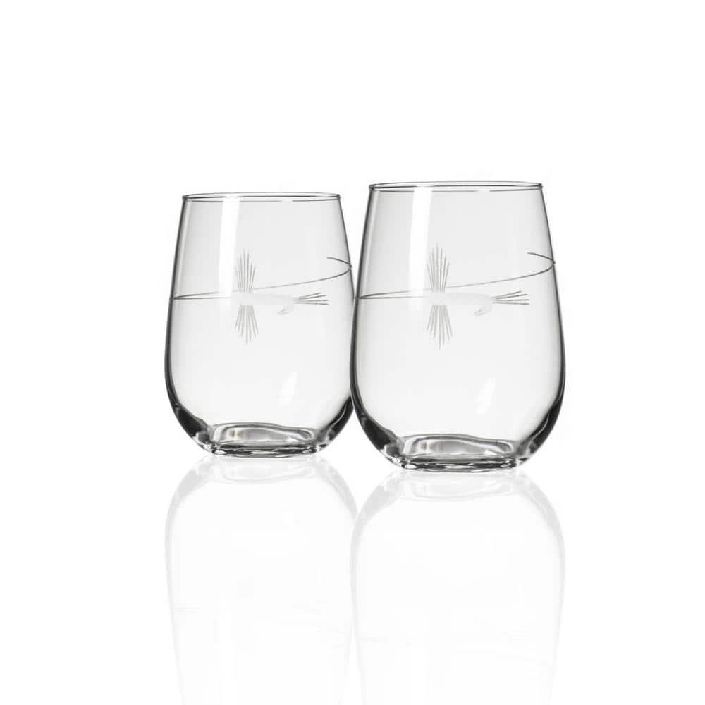 SET OF 8 ETCHED FLARED WINE GLASSES