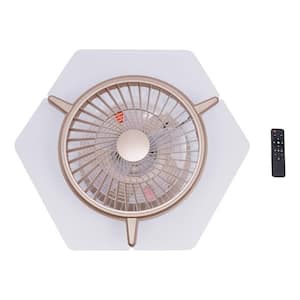22.05 in. Integrated LED Indoor Gold 3-Speed Ceiling Fan Light with Remote