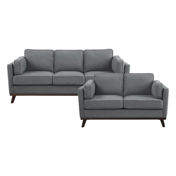 EVERGLADE HOME Hoffman 146 in. W Square Arm Fabric Rectangle Sofa in Gray with 5-Seats