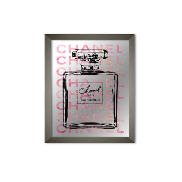 Stupell Industries Glam Perfume Bottle Text Pattern Gray Framed Mirror, Design by Amanda Greenwood, 16" x 20"