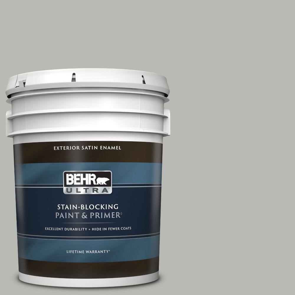 BEHR ULTRA 5 Gal. #PPU18-11 Classic Silver Satin Enamel Exterior Paint ...