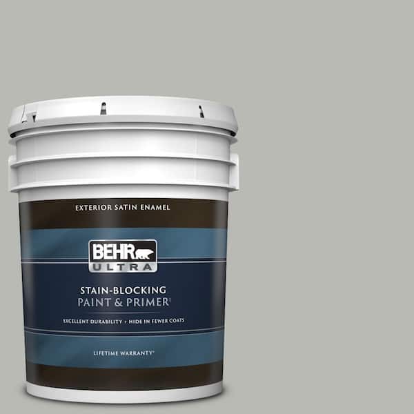 BEHR ULTRA 5 gal. #PPU18-11 Classic Silver Satin Enamel Exterior Paint & Primer