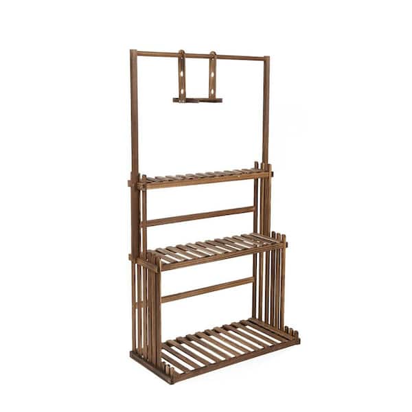 AESOME 3-Tier Plant Stand 57 in. Tall Wood Planter Display Rack Hanging Shelf for Patio Lawn Garden Decor