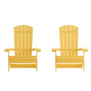 Yellow Resin Outdoor Lounge Chair in Yellow (Set of 2)