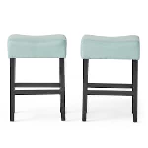 Lopez 25.75 in. Light Blue Fabric Backless Counter Stools (Set of 2)
