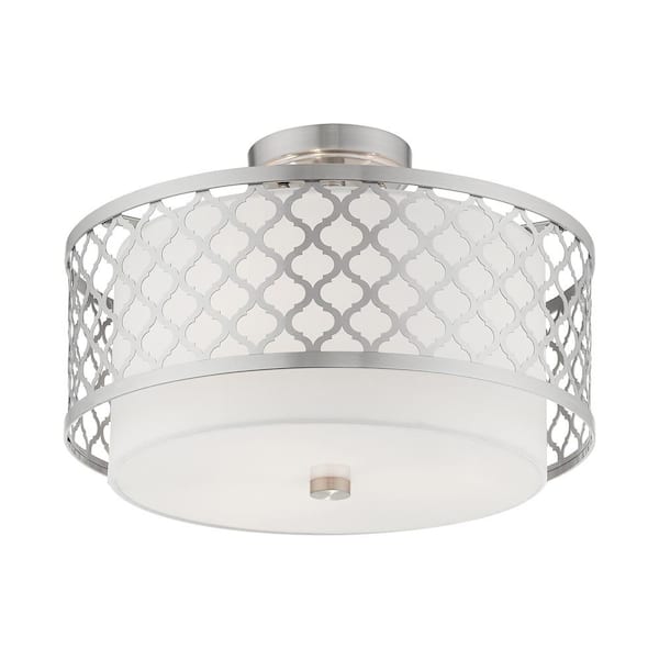 Livex Lighting Arabesque 15.25 in. 3-Light Brushed Nickel Semi