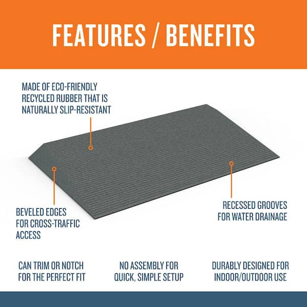 EZ-ACCESS TRANSITIONS Angled Entry Mat, Grey, 2.25 in. TAEMGRY01
