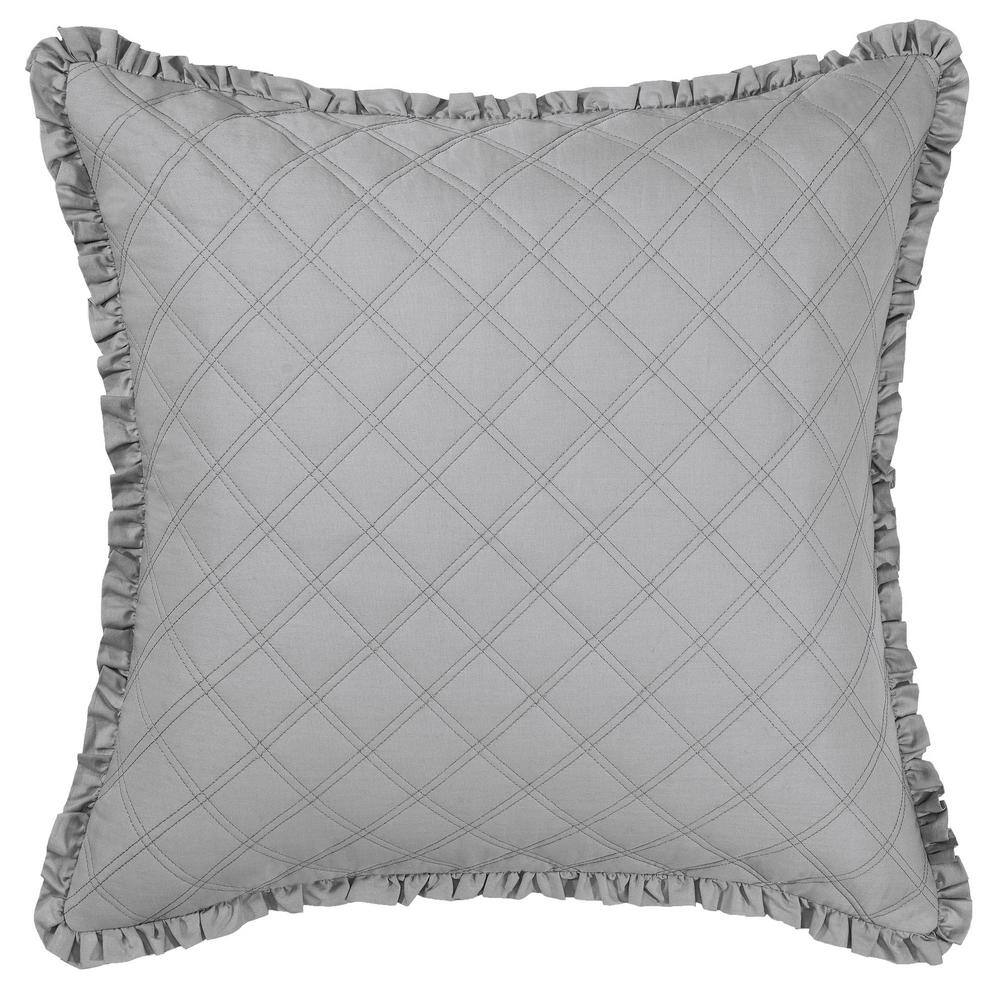 Gray Floral Cotton Full/Queen 7-Piece Bedspread Cover Set
