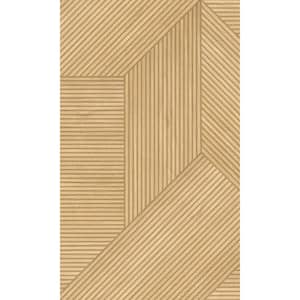 Camel Textured Geometric Wood Panel Style Paste the Wall Double Roll Wallpaper 57  sq. ft.