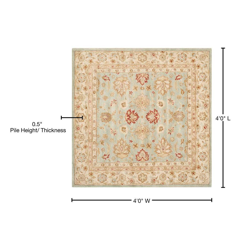Hand-Tufted Premium Wool Square Rug in Grey Blue and Beige
