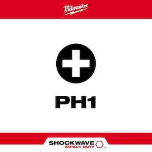 SHOCKWAVE Impact Duty 1 in. Phillips #1 Alloy Steel Insert Bit (2-Pack)